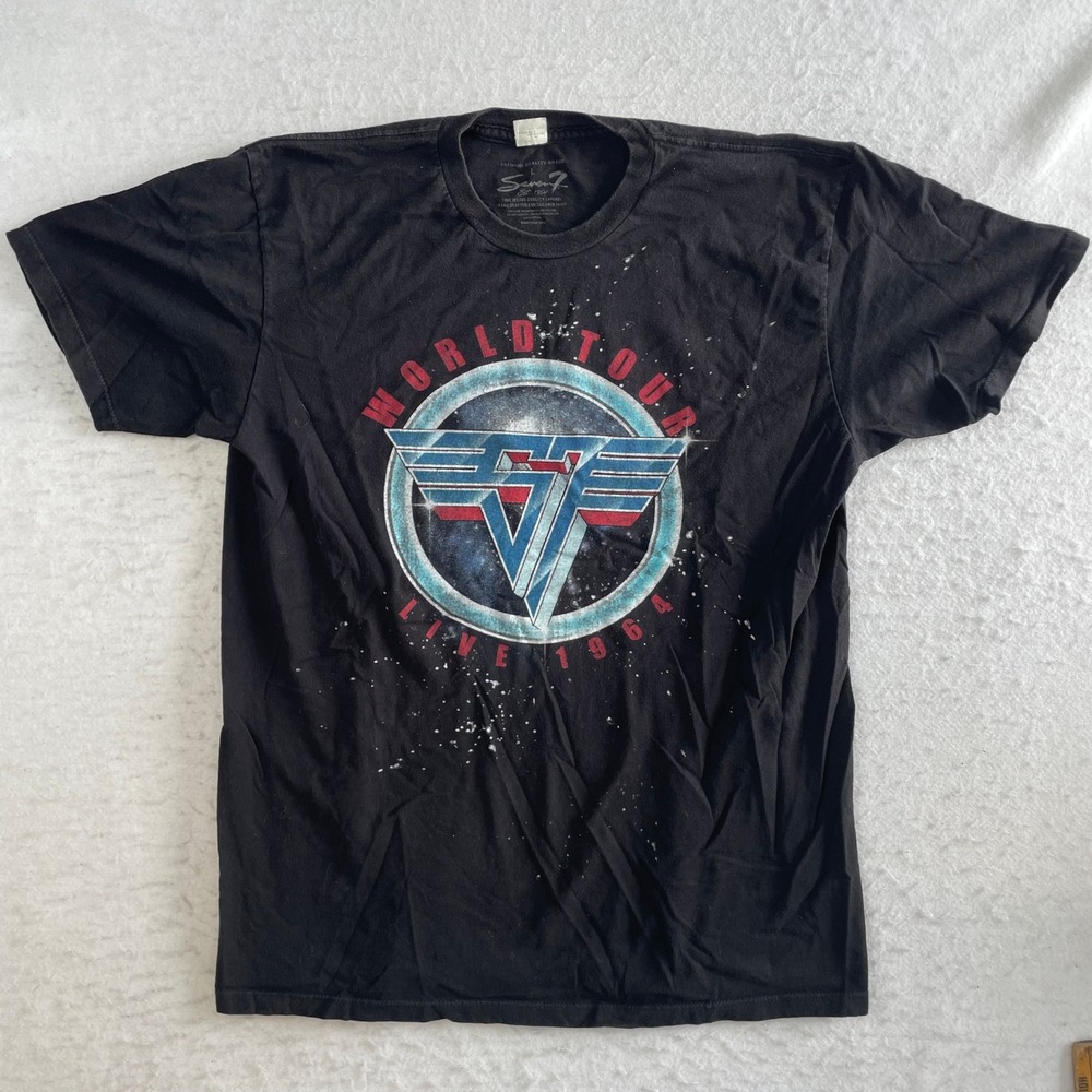 Seven7 World Tour Live 1964 Graphic T-Shirt Mens L Black Short Sleeve Crew Neck